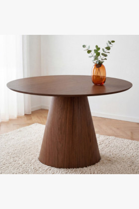 Runder Esstisch 120 cm Eiche Bordo-Nussbaum matt lackiert